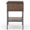 Theodore Industrial Loft Brown Wood Grey Iron Leather Pulls 1 Drawer Nightstand