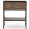 Theodore Industrial Loft Brown Wood Grey Iron Leather Pulls 1 Drawer Nightstand