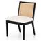 Annette Modern Classic Black Cane Wood Frame White Performance Dining Side Chair
