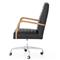 Sonn Mid Century Black Upholstered Leather Brown Wood Silver Steel Tufted Office Chair