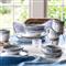 Simon Pearce Burlington Modern Blue Drip Edges White Stoneware Pasta Bowl