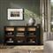 Clarence Rustic Lodge Matte Black Oak Wood Clear Glass 3 Door Sideboard