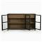 Clarence Rustic Lodge Matte Black Oak Wood Clear Glass 3 Door Sideboard