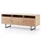 Emilie Mid Century Light Brown Mango Wood Woven Cane Iron Base Media Console - 65&quot;W