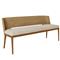 Adelyn Coastal Beach Beige Performance Brown Teak Wood Woven Back Bench