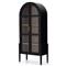 Ivan Mid Century Clear Glass Black Solid Oak Wood 2 Door Arched Display Case