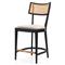 Tina Modern Cream Performance Upholstered Woven Cane Black Wood Counter Stool