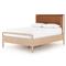 Matthew Modern Classic Brown Upholstered Leather Beige Oak Wood Bed - Queen