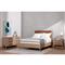 Matthew Modern Classic Brown Upholstered Leather Beige Oak Wood Bed - Queen