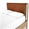 Matthew Modern Classic Brown Upholstered Leather Beige Oak Wood Bed - Queen