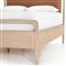 Matthew Modern Classic Brown Upholstered Leather Beige Oak Wood Bed - Queen