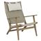 Amina Coastal Natural Teak Grey Woven High Back Outdoor Lounge Chair