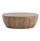 Jacob Rustic Lodge Washed Wood Round Drum Coffee Table - Small