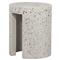 Lyone Coastal Beach White Concrete Grey Terrazo Round Outdoor Stool
