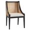 Lyndon Coastal Black Mahogany White Upholstered Seat Cane Dining Chair