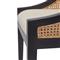 Lyndon Coastal Black Mahogany White Upholstered Seat Cane Dining Chair