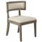 Rosie French Country Brown Oak Wood Beige Performance Cushion Dining Chair