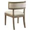 Rosie French Country Brown Oak Wood Beige Performance Cushion Dining Chair