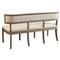 Rosie French Country Brown Oak Wood Beige Performance Cushion 3-Seat Banquette