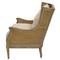 John French Country Brown Oak Wood Beige Performance Cushion Occasional Chair