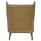 John French Country Brown Oak Wood Beige Performance Cushion Occasional Chair