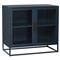 Noor Coastal Beach Clear Glass Door Blue Metal Sideboard
