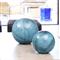 Athena Coastal Blue Hand Blown Glass Orb Sculpture - Set of 2