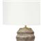 Ola Rustic Lodge Brown Ceramic Base White Linen Shade Table Lamp