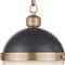 Otis Industrial Frosted White Glass Black Brass Pendant - Small