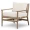 Rose Coastal Beach Off White Upholstered Rope Back Wood Outdoor Lounge Chair