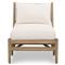 Rose Coastal Beach White Upholstered Brown Wood Frame Outdoor Chaise
