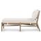 Rose Coastal Beach White Upholstered Brown Wood Frame Outdoor Chaise