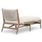 Rose Coastal Beach White Upholstered Brown Wood Frame Outdoor Chaise