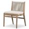 Rose Coastal Off White Upholstered Woven Rope Wood Outdoor Dining Side Chair