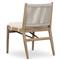 Rose Coastal Off White Upholstered Woven Rope Wood Outdoor Dining Side Chair