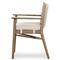 Rose Coastal Off White Upholstered Seat Woven Rope Wood Outdoor Dining Arm Chair