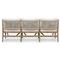 Rose Coastal Beige Upholstered Brown Wood Woven Rope Outdoor Sofa - Large - 73&quot;W