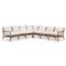 Rose Coastal Beige Upholstered Brown Wood Woven Rope Outdoor Sofa - Large - 73&quot;W