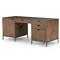 Theodore Industrial Loft Brown Wood Black Leather Pull Office Desk