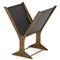 Fely Rustic Lodge Brown Aluminum Frame Black Faux Leather Magazine Rack