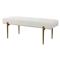 Orion Hollywood Antique Brass Frame White Faux Shearling Tufted Bench
