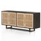 Marina Coastal Beach Black Solid Mango Wood Woven Cane Sideboard