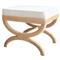 Worlds Away Xanadu Coastal Beach White Upholstered Seat Natural Rope Stool