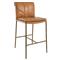 Marissa Industrial Loft Gold Hammered Iron Tan Leather Counter Stool