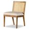 Annette Modern Classic Brown Cane Wood Frame White Performance Dining Side Chair
