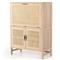 Corazon Global Bazaar Natural Woven Cane Brown Mango Wood Bar Cabinet