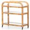 Breech Coastal Beach Brown Rattan Frame Clear Glass Caster Bar Cart