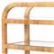Breech Coastal Beach Brown Rattan Frame Clear Glass Caster Bar Cart