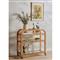 Breech Coastal Beach Brown Rattan Frame Clear Glass Caster Bar Cart