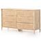 Rhian Coastal Beach Natural Mango Wood Woven Cane 6 Drawer Double Dresser